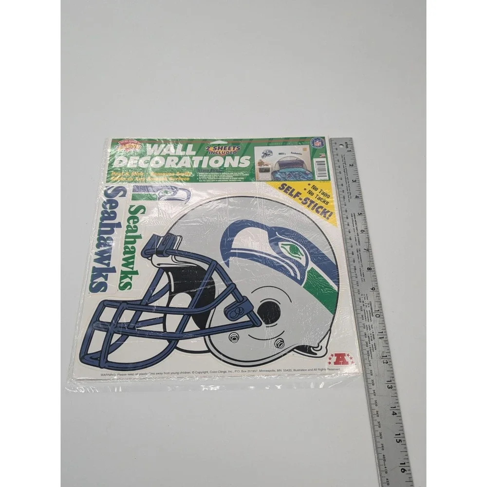 Vintage 1996 Seattle Seahawks Wall Decorations Color Clings‎ Decal Sticker NIP